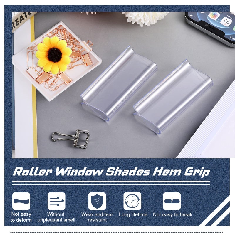 Chunful Roller Window Shades Shade Pull for Roller Shades Pull Down Shades Blinds for Windows Shade Grips Plastic Hem Grip Roller Shade Hardware for Home Rolling Curtain Accessories (Clear  4 Pieces)  - Image 4