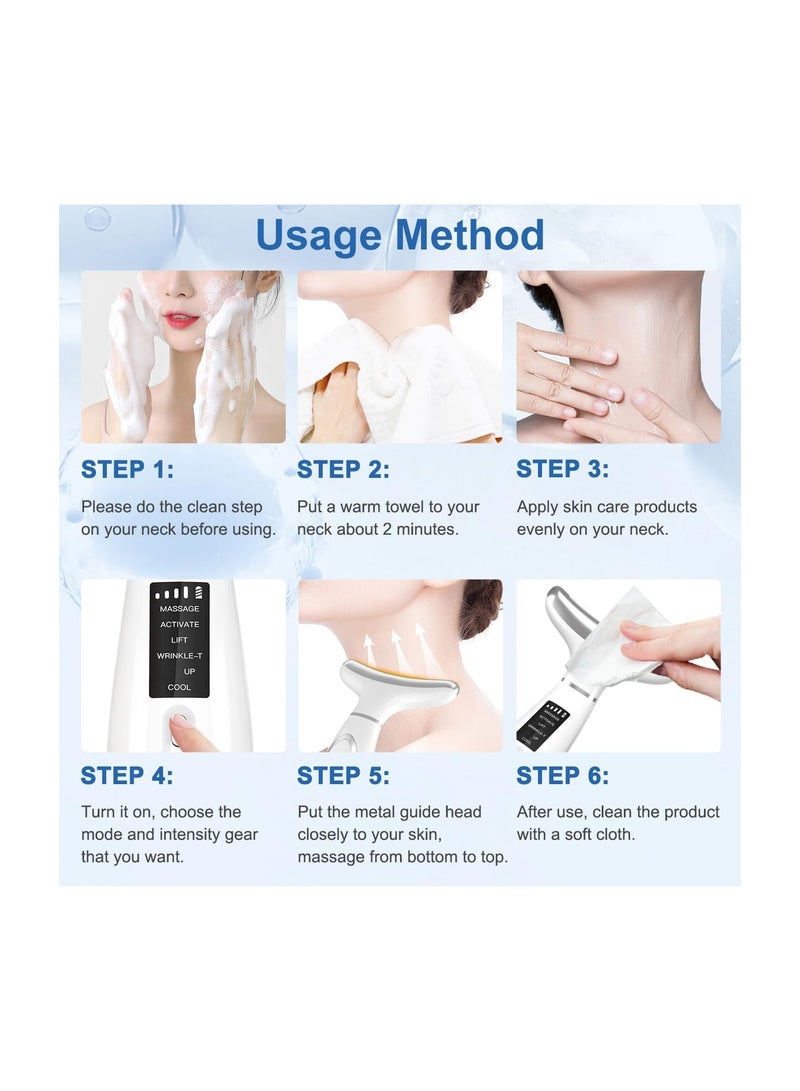 سيوسي Red Light Therapy for Face and Neck, 4 Color LED Facial Massager Device, Neck Face Beauty Device with Vibrating, Warming Function, Neck Face Massager for Enhanced Face, Neck and Shoulder Care - Image 5