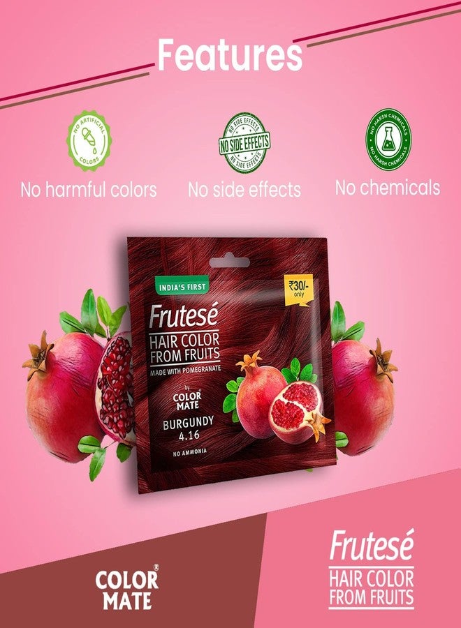 Color Mate “Frutesé Hair Color From Fruits -Natural Brown with Coffee Beans (40 ml/Sachet) Fruits - based hair color with conditioning formula || No Ammonia (Burgundy, 8) - Image 3