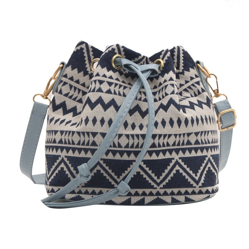 Women'S Bag Pattern Canvas Linen Material Ethnic Style Chinese Style Bucket Bag Crossbody Bag Shoulder Bag - Image 1