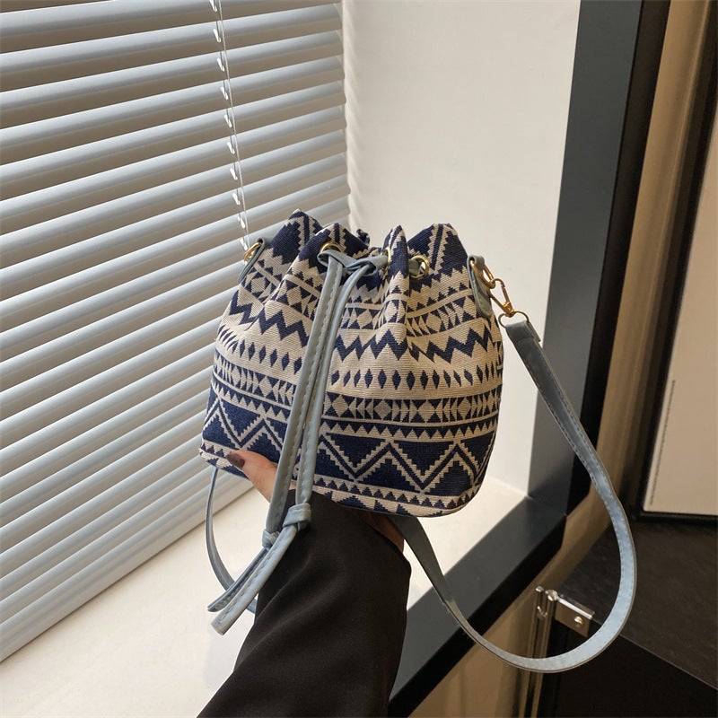 Women'S Bag Pattern Canvas Linen Material Ethnic Style Chinese Style Bucket Bag Crossbody Bag Shoulder Bag - Image 5