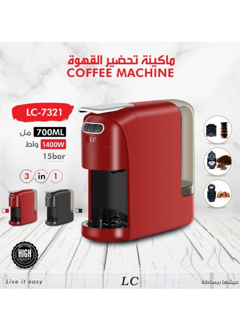 3 In 1  15 Bar Coffee Machine 700 Ml 1400 W