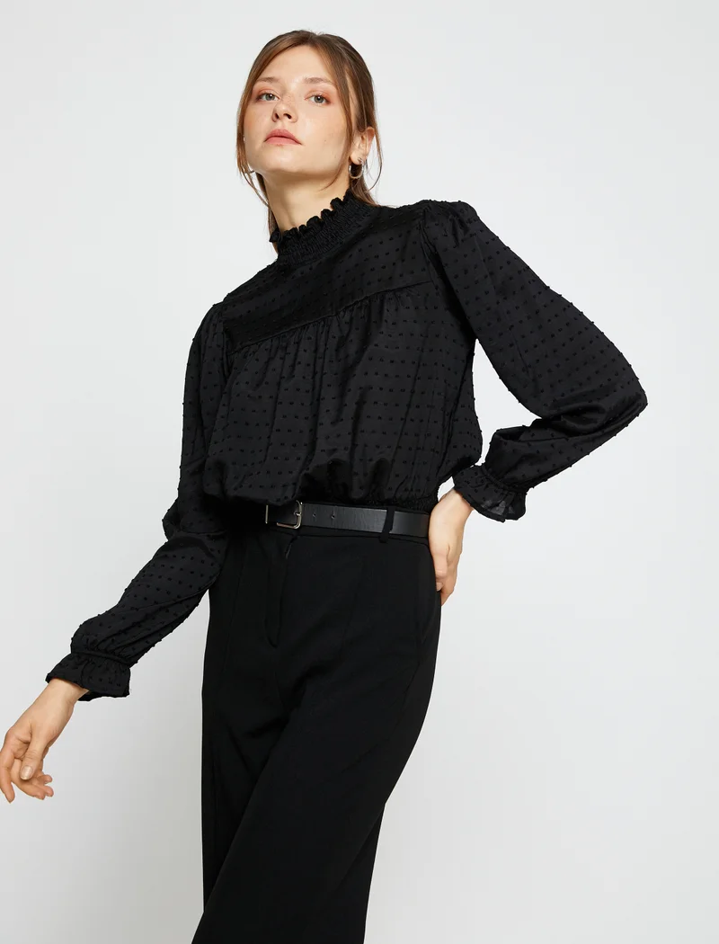 KOTON Crop High Neck Blouse