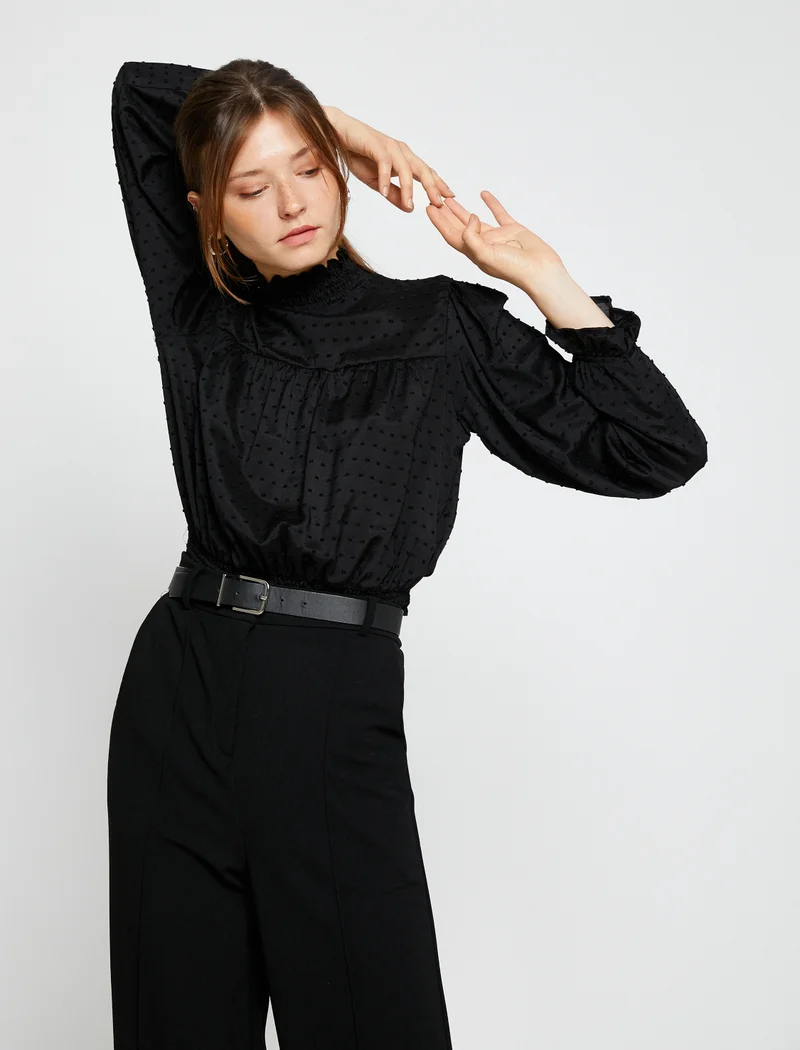 KOTON Crop High Neck Blouse