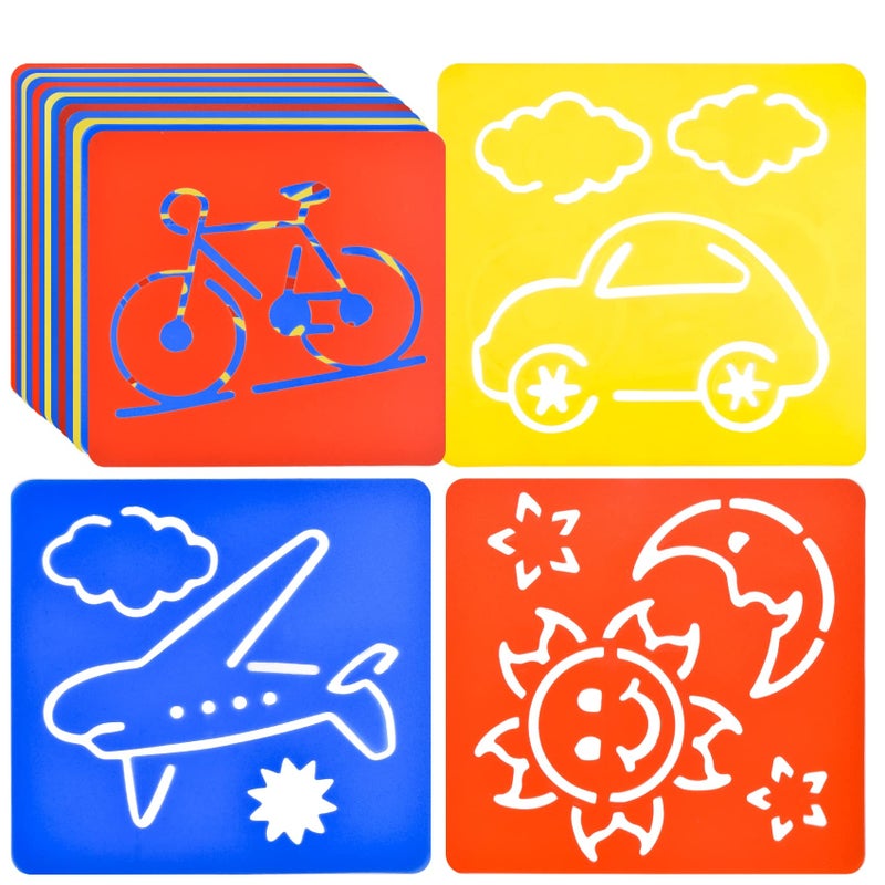 24 Pieces Painting Stencil Templates for Kids 6 Inches Drawing Stencils Chalk Stencils Plastic Drawing Washable Template for Kids Toddlers Preschooler