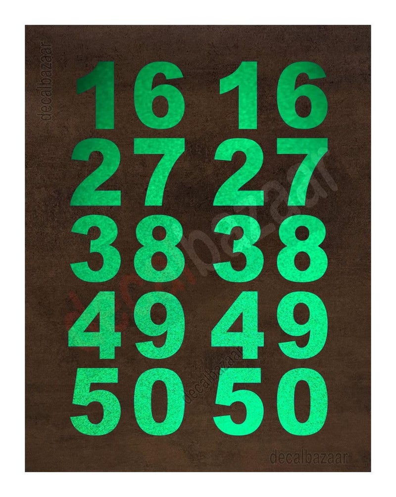 decalbazaar Number Sticker 4 Inches Reflective Vinyl Green (Set 2), (Code 20) - Image 3