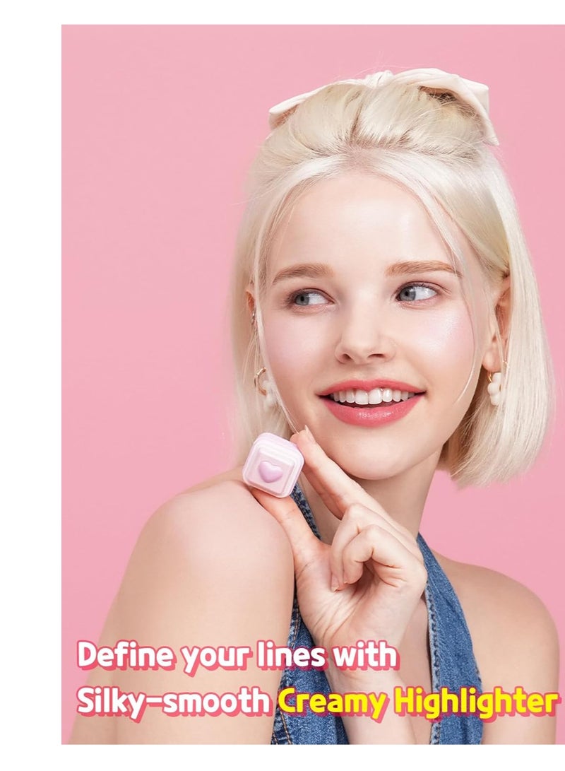 COLORGRAM COLORGRAM Milk Bling Heartlighter 02 Pink Heart | Silky Smooth Versatile Creamy Highlighter with Shimmery Finish, Soft and Natural Glow Perfect for Daily Makeup - Image 3