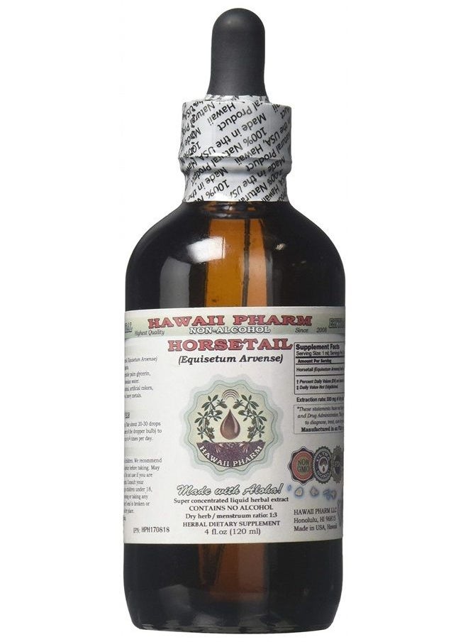 HawaiiPharm - Horsetail Alcohol-Free Liquid Extract, Organic Horsetail (Equisetum arvense) Dried Herb Glycerite Hawaii Pharm Natural Herbal Supplement 4 oz - Image 1
