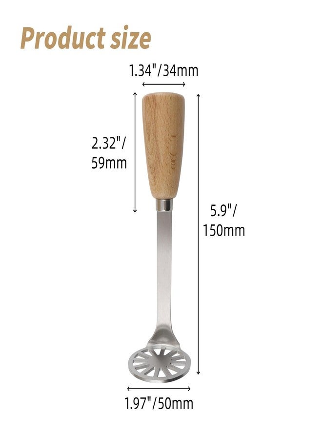 Tsnamay 5.9" Mini Potato Masher,Avocado Masher with Wood Non Slip Handle Stainless Steel Masher Kitchen Tool - Image 2