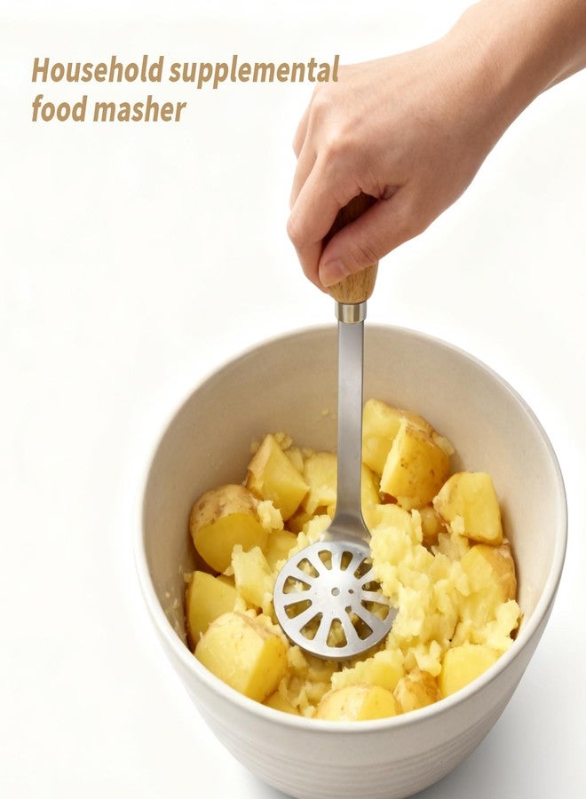 Tsnamay 5.9" Mini Potato Masher,Avocado Masher with Wood Non Slip Handle Stainless Steel Masher Kitchen Tool - Image 4