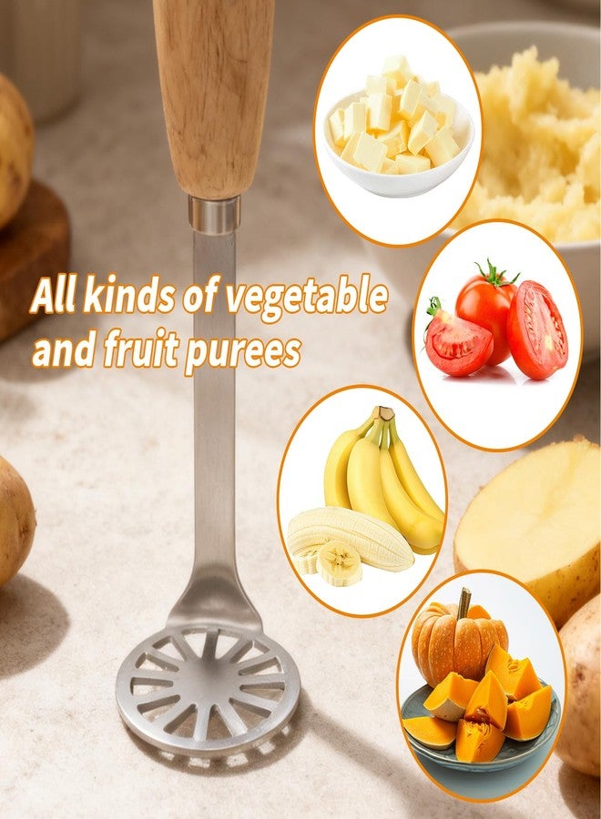 Tsnamay 5.9" Mini Potato Masher,Avocado Masher with Wood Non Slip Handle Stainless Steel Masher Kitchen Tool - Image 5