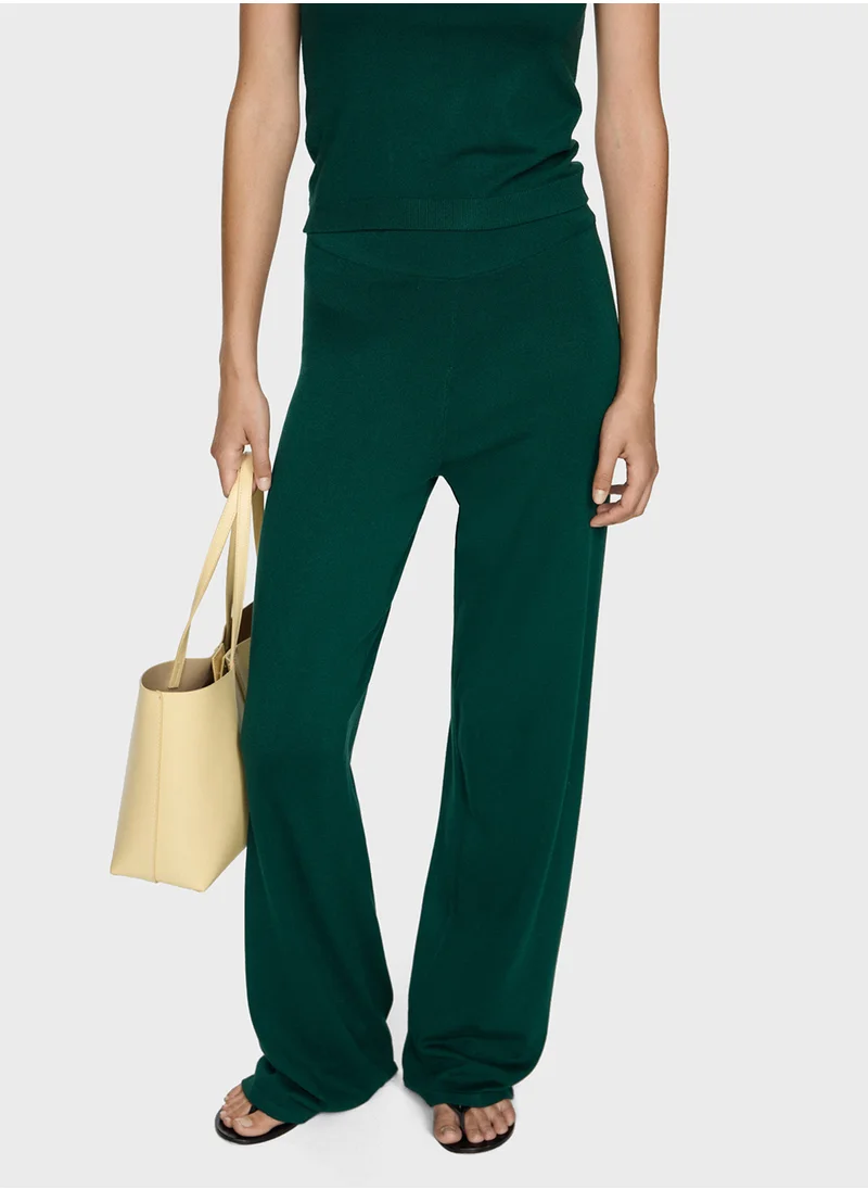 مانجو Essential Knitted Wideleg Pants