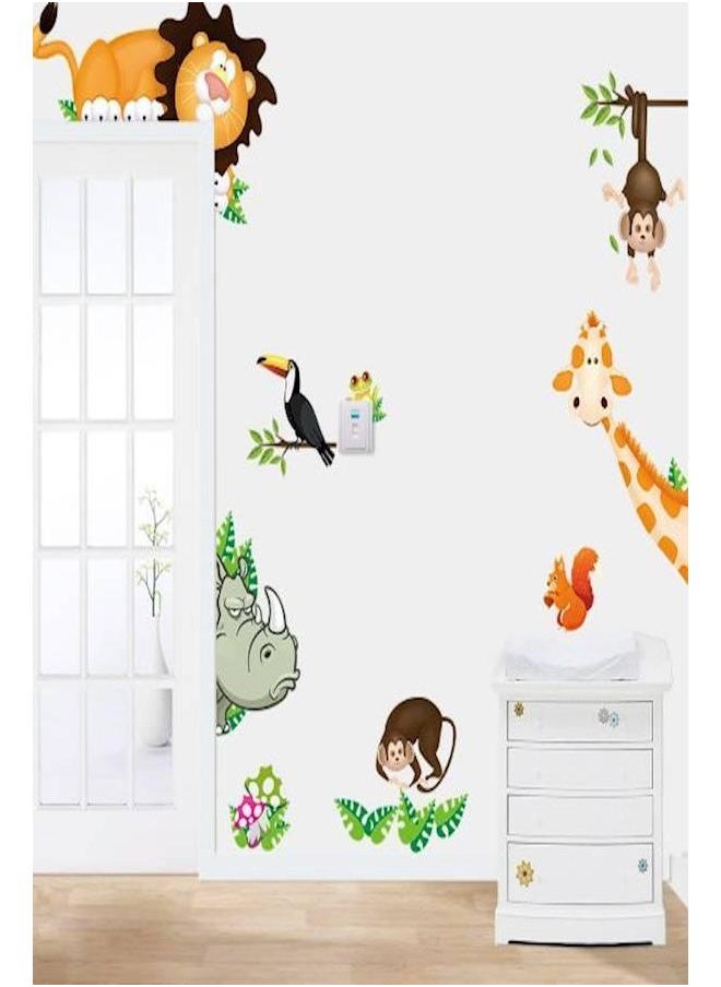 Generic - Cartoon Animal Wall Stickers Brown/Black/Green 90x30cm - Image 1