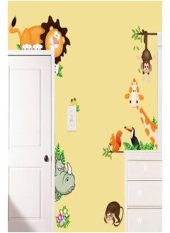 Cartoon Animal Wall Stickers Brown/Black/Green 90x30cm