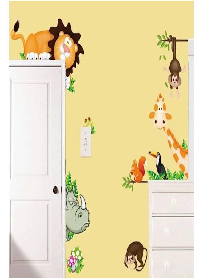 Generic - Cartoon Animal Wall Stickers Brown/Black/Green 90x30cm - Image 1