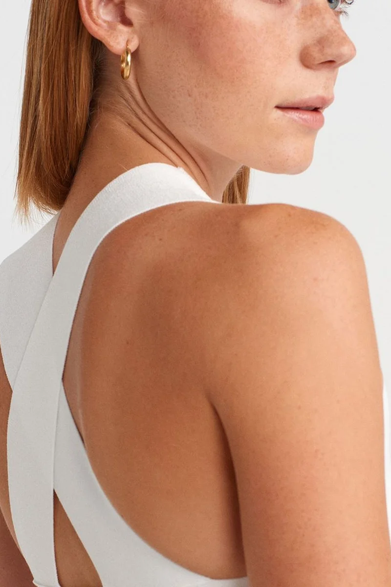 Dilvin White DILVIN Sleeveless Cut-Out Knit Blouse for Women | Best Price UAE