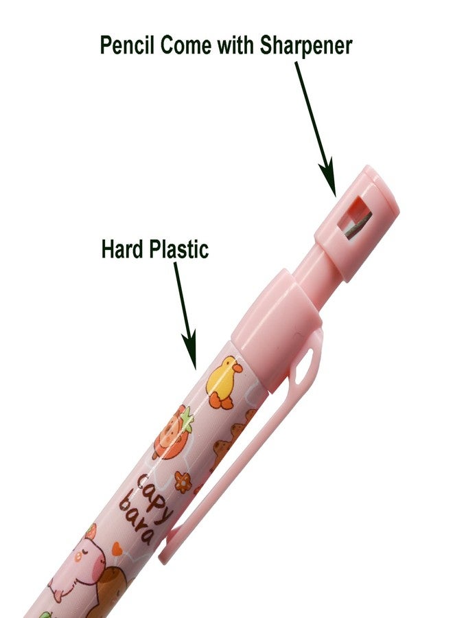 Maydahui 12 PCS Capybara Mechanical Pencil with Sharpener Novelty Animal Non Sharpening Automatic Pencil with 12 PCS 2B Lead Refills 2.0 mm Plastic for School Writing Drawing - Image 3