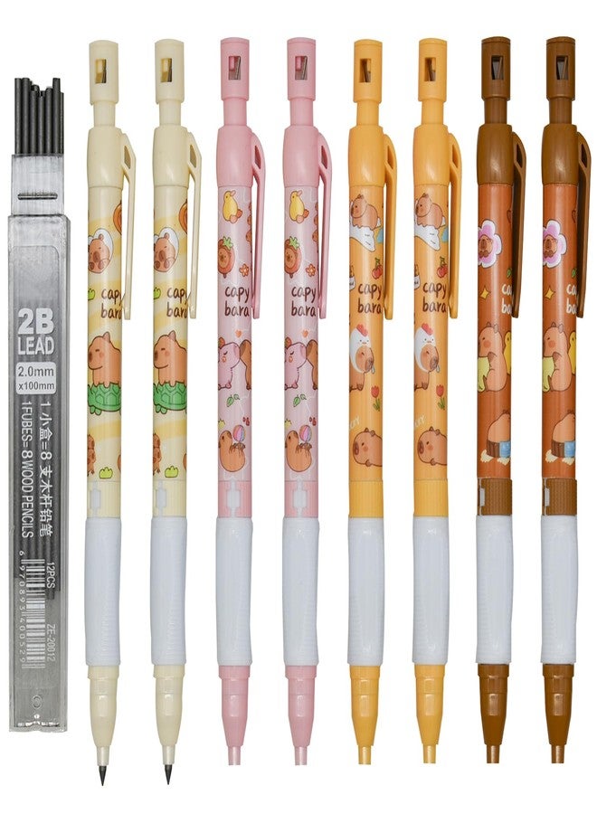 Maydahui 12 PCS Capybara Mechanical Pencil with Sharpener Novelty Animal Non Sharpening Automatic Pencil with 12 PCS 2B Lead Refills 2.0 mm Plastic for School Writing Drawing - Image 1