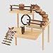 HOSUKKO Hamster Climbing Toys 3Tier Extra Large Hamster Playground Natural Wooden Small Animal Platform Toys Hamster Exercise Activity Climbing Platform with Bridge for Gift - Image 3