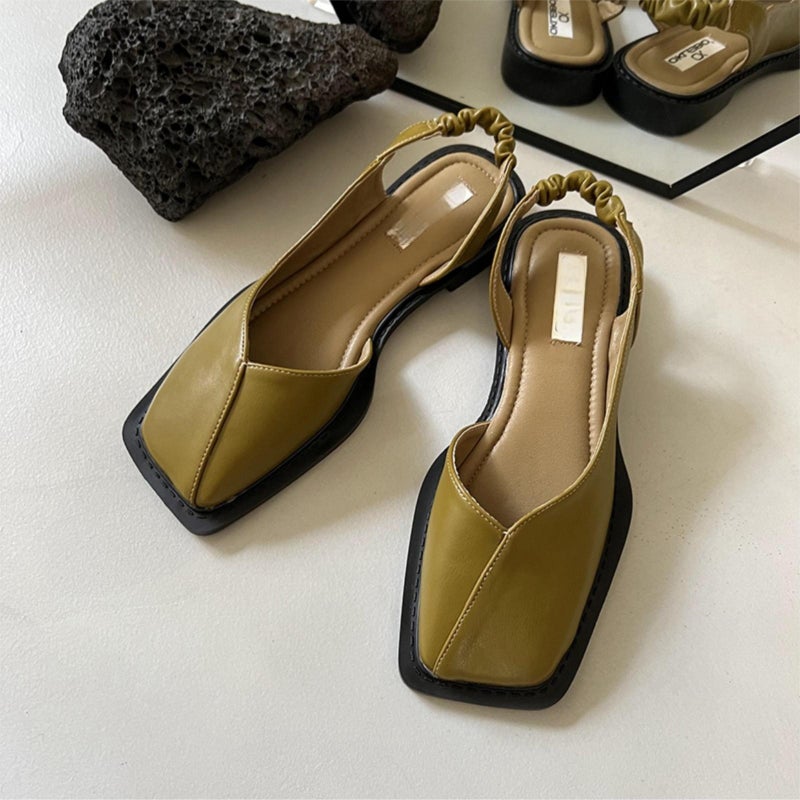 Flat fairy-style square-toe mules with open toe