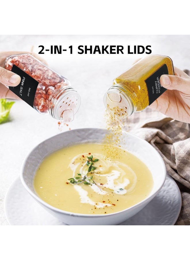 تايكوم Spice Jars with Labels for Kitchen Organizing Drawers 120 ml Glass Jars With Cleaning Brush and Collapsible Funnel Food Storage jars 24 Pcs with Transparent Jars and Black Lids.  - Image 5