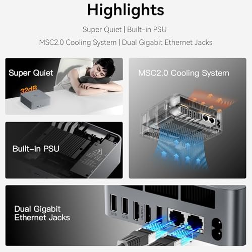 Beelink EQR7 Mini PC,AMD Ryzen 7 7735HS(8C/16T,up to 4.75GHz),Mini Computer 24GB LPDDR5 RAM 500GB M.2 PCIE4.0x4 SSD Graphics 12core 2200MHz,Support 4K Dual Display/HDMI*2/Wifi6/BT5.2/USB3.2 - Image 2
