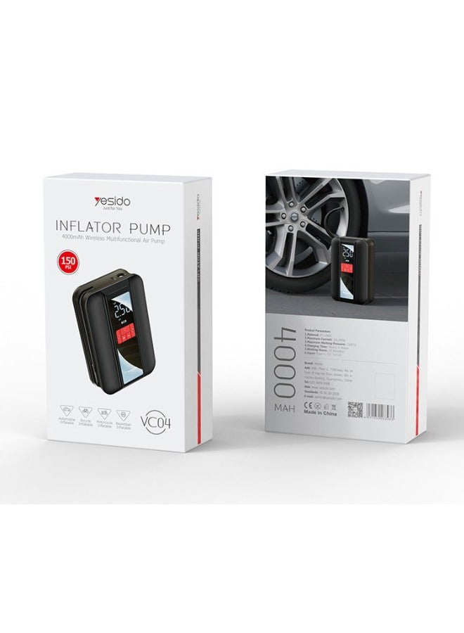 YESIDO VC04 Inflator Pump 4000MAH Wireless Multifunctional Air Pump - Image 1