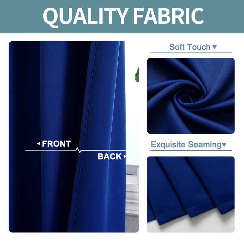 ChrisDowa Blackout Curtains 90 Inches Long 2 Panels Set for Living Room  Grommet Thermal Insulated Room Darkening Curtains for Bedroom (Royal Blue  52 x 90 Inch) - Image 3