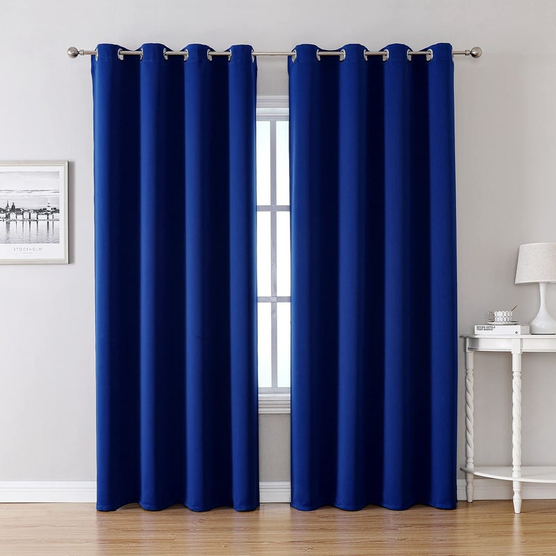 ChrisDowa Blackout Curtains 90 Inches Long 2 Panels Set for Living Room  Grommet Thermal Insulated Room Darkening Curtains for Bedroom (Royal Blue  52 x 90 Inch) - Image 1