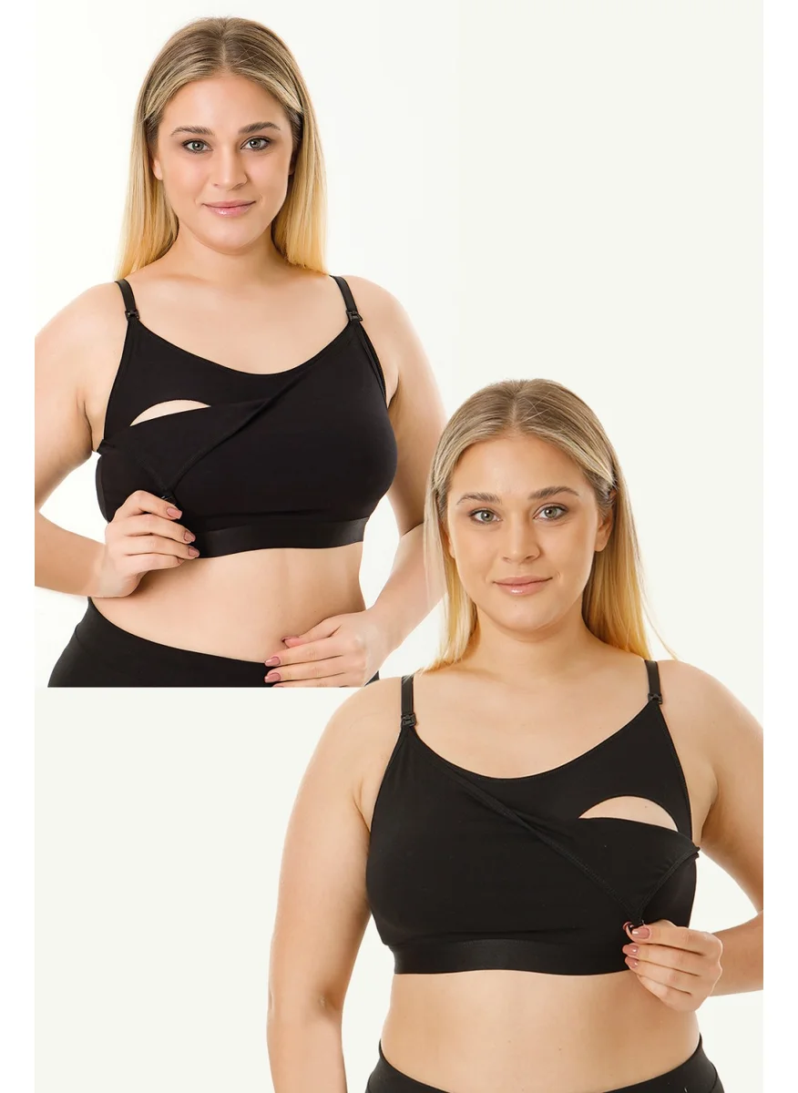 بار لانجري Nursing Half Tank Top Set of 2 Black-Black