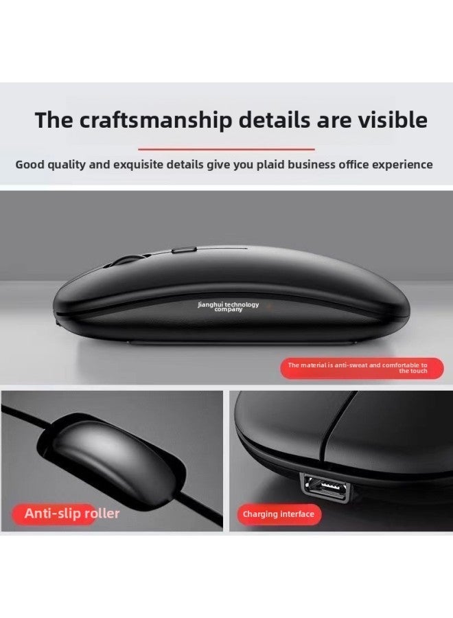 Wireless Mouse Charging Mute Bluetooth Dual-mode Office Laptop External Unlimited Mouse Smart Silent-Specification:Space Silver Wireless Version [rechargeable + Silent]  - Image 3
