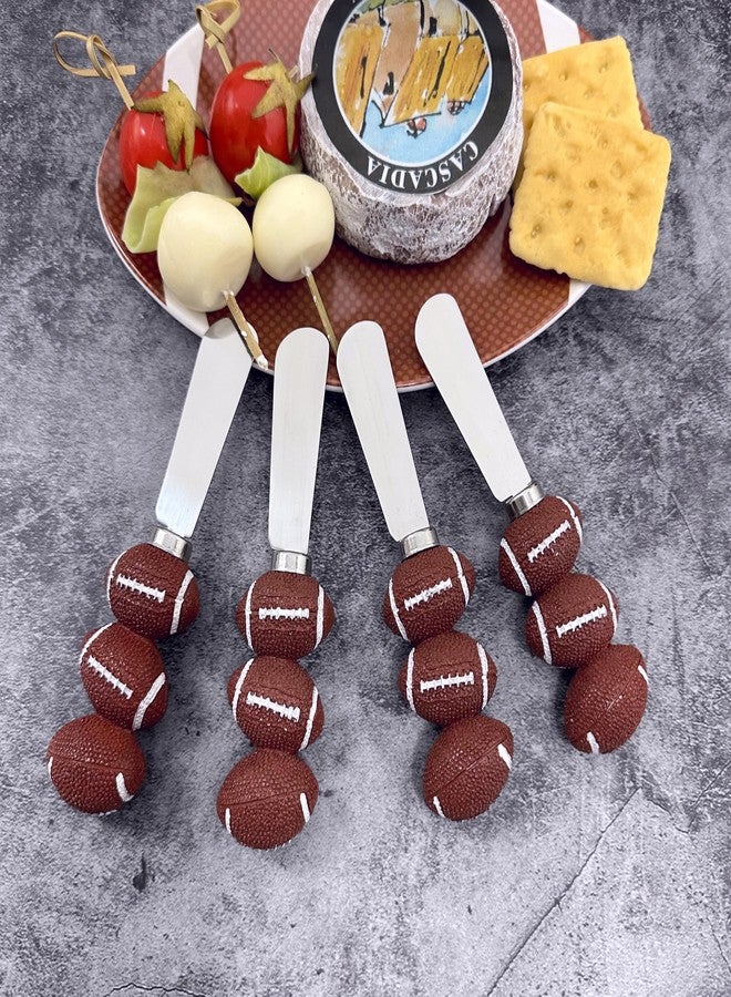 أب مجموعة من 4 ملاعق فرد الجبن على شكل كرة قدم من UP UPware، بمقابض راتنجية مطلية يدويًا وشفرات من الفولاذ المقاوم للصدأ لفرد الجبن الكريمي أو الزبدة أو المربى أو الساندويتش. - Image 3