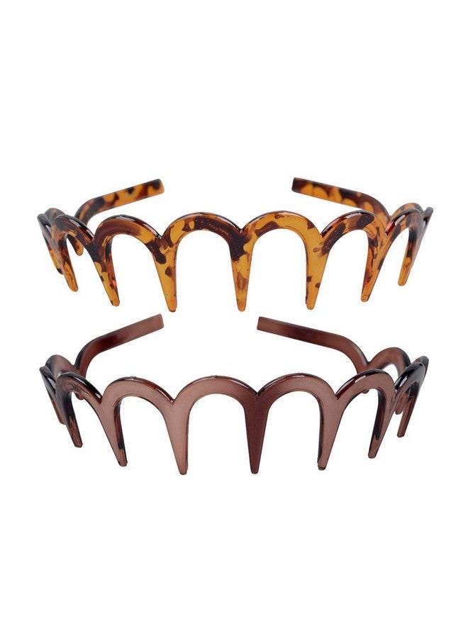 Fodattm 2Pcs Zig Zag Shark Tooth Hairband Plastic Headband Hair Comb Women Hair Hoop Hair Accessories (A) - Image 1