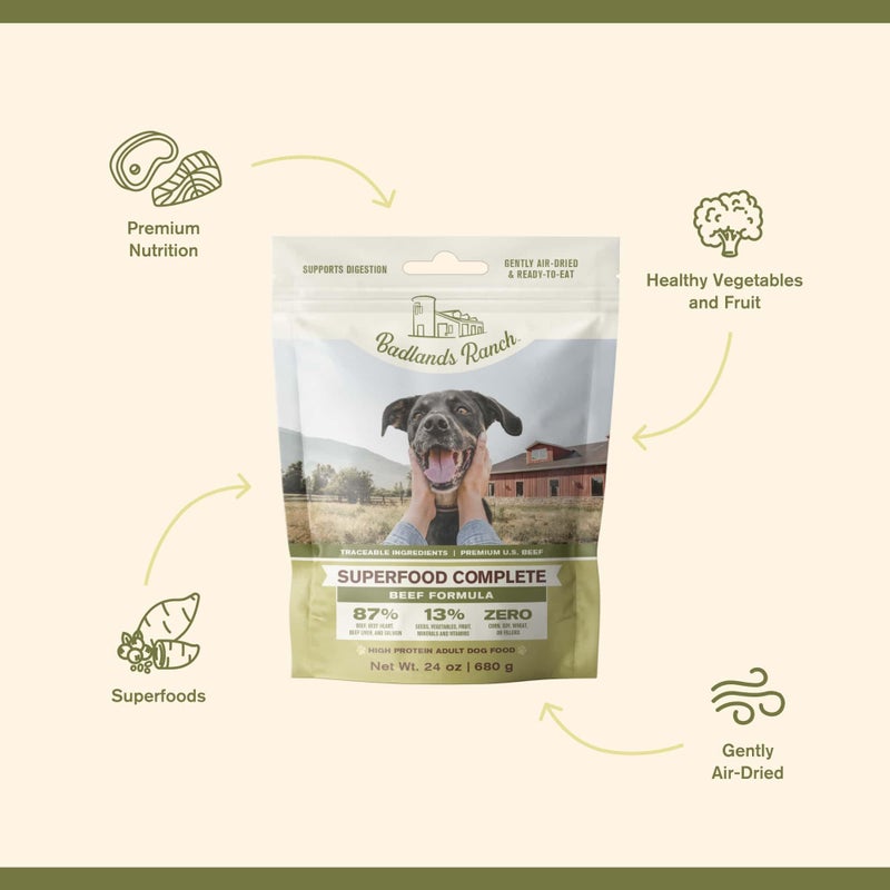 BADLANDS RANCH - Superfood Complete, Adult Dog Food, Air-Dried, High Protein, Zero Fillers, Superfood Nutrition by Katherine Heigl (24 oz., Beef Formula) - Image 3