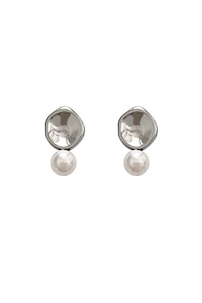 Minimalist Gray Bean Pearl Stud Earrings with 925 Sterling Silver – High-Gloss Metal Texture, Elegant Everyday Workwear Jewelry for Women  - Image 3