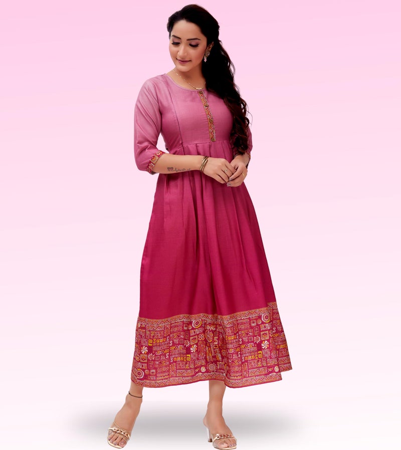RITIJYA Feeding Kurtis for Women with Zip | Maternity Gown Pregnancy Dress for Nursing Mothers | Viscose Rayon | Maternity Wear Feeding Dress Tops (4XL, Pink,9013_48), Relaxed Fit - Image 4