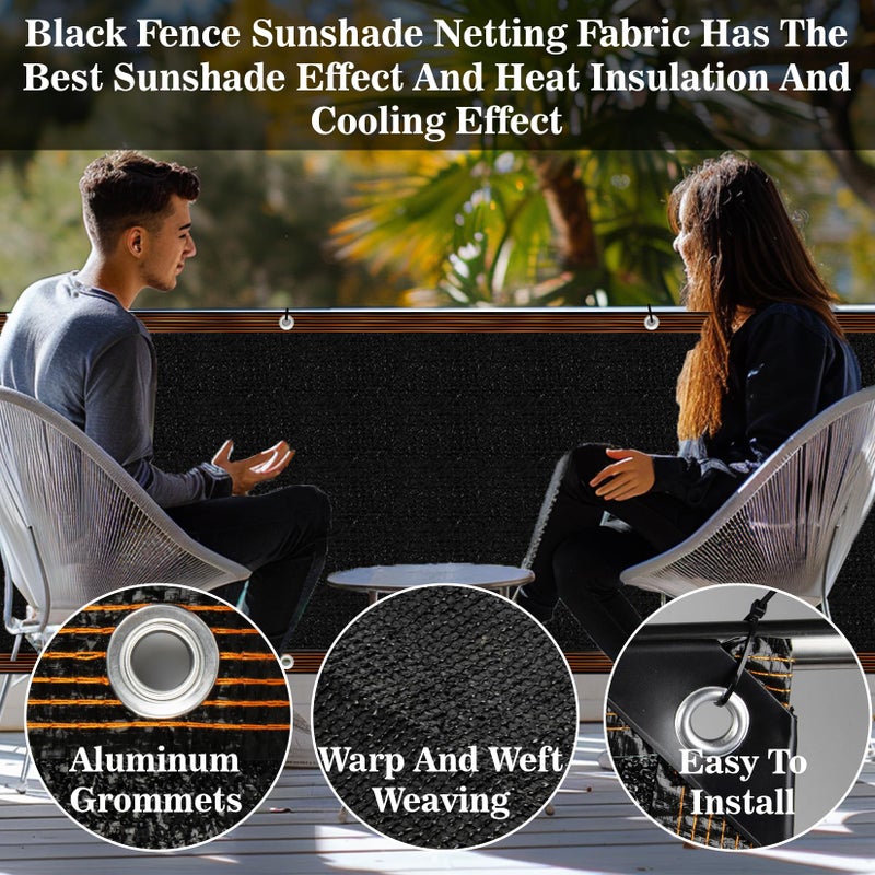 Rainflow Fence Privacy Screen - RAINFLOW 3'X10' Black Privacy Fence Screen Outdoor Shade Balcony Decor Plastic Mesh Fence Panels Cover Porch Screen Balcony Covers for Apartments,Deck,Backyard,Pool Wall - Image 3