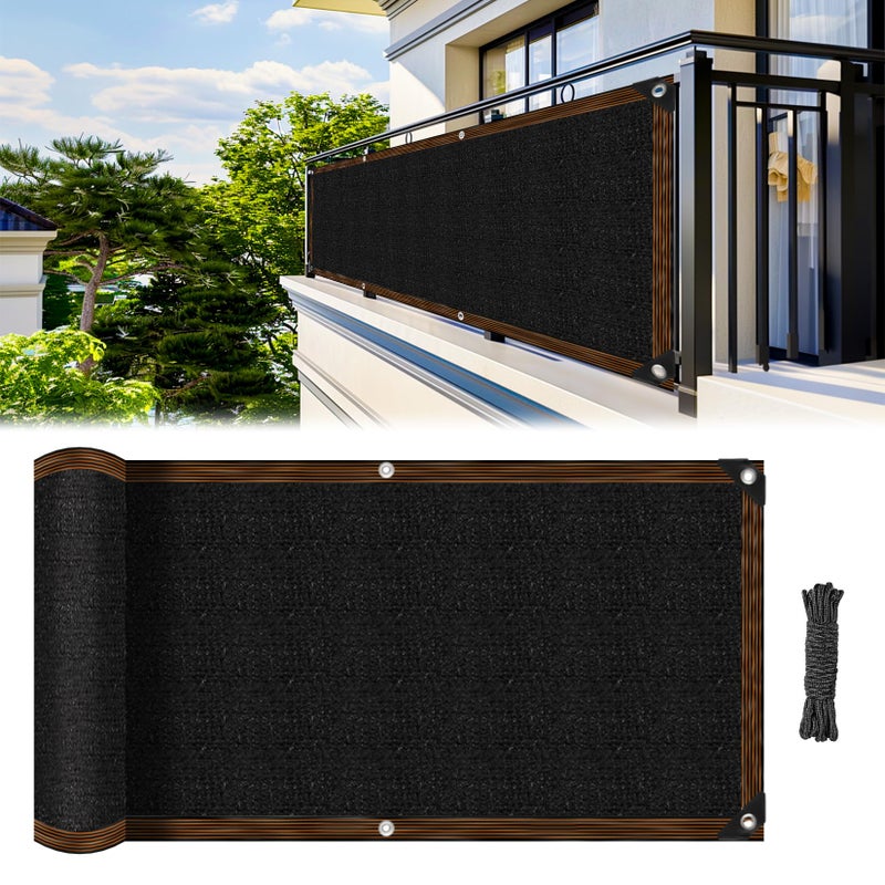 Rainflow Fence Privacy Screen - RAINFLOW 3'X10' Black Privacy Fence Screen Outdoor Shade Balcony Decor Plastic Mesh Fence Panels Cover Porch Screen Balcony Covers for Apartments,Deck,Backyard,Pool Wall - Image 1