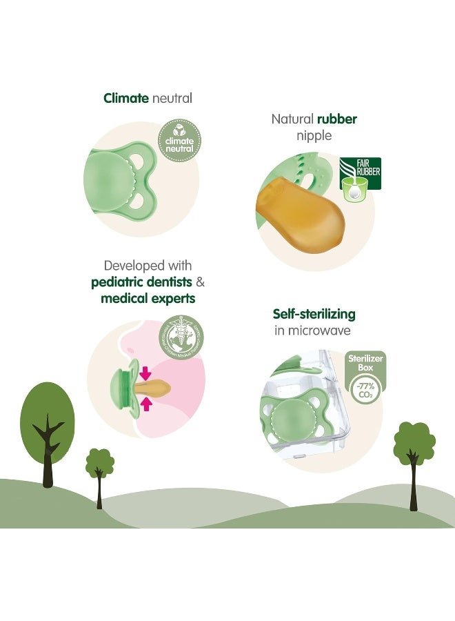 MAM Original Pure Pacifier, Climate Neutral MAM Natural Rubber Pacifier, Sustainable & Bio-Renewable Raw Materials, Sterilizer Case, Unisex, 0-6 Months, 2-Pack - Image 2