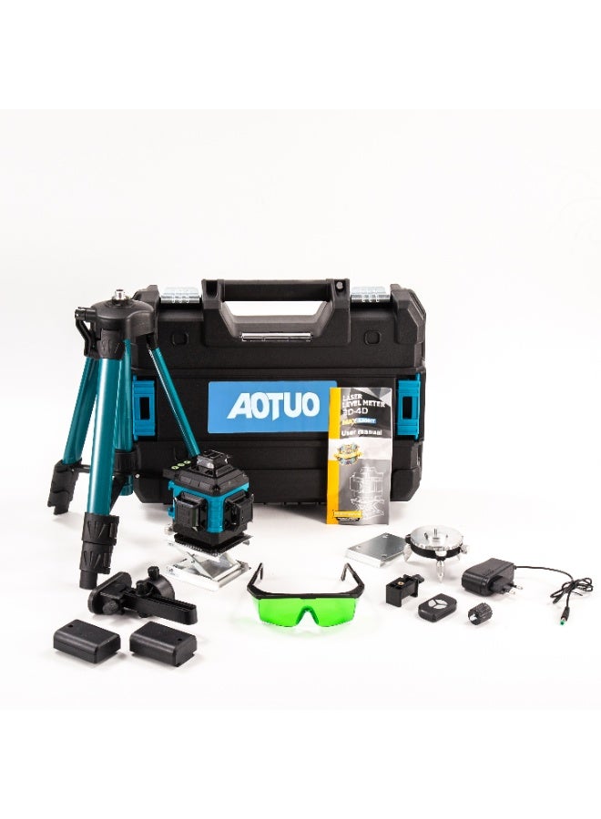 او تو او طقم AOTUO 4D Laser Level Pro، 16 خطًا، تسوية ذاتية 360 درجة مع قاعدة دوارة مغناطيسية، حامل ثلاثي القوائم، بطاريتان طويلتا الأمد وجهاز تحكم عن بعد، مثالي لأرضيات البلاط، والبناء، وتعليق الصور (صندوق أدوات محمول مرفق). - Image 2