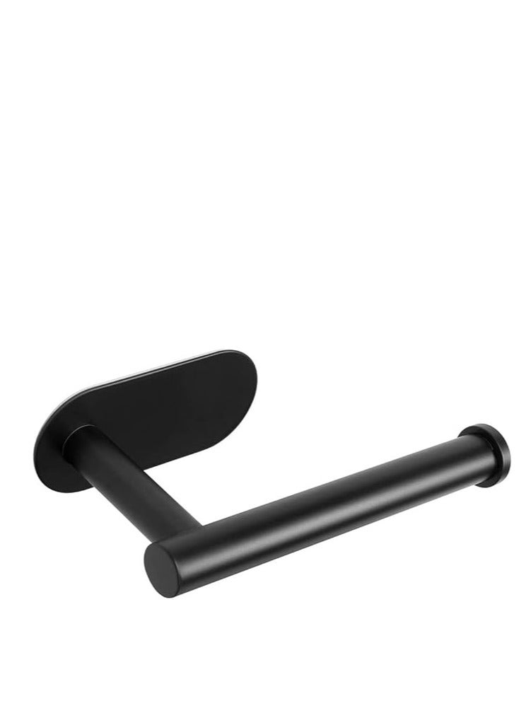 Toilet Paper Holder,FININA Self Adhesive Toilet Roll Holder for Bathroom Kitchen Stick on Wall Stainless Steel Brushed,Towel Hanger Tissue Paper for Bathroom Kitchen (Black) - Image 1