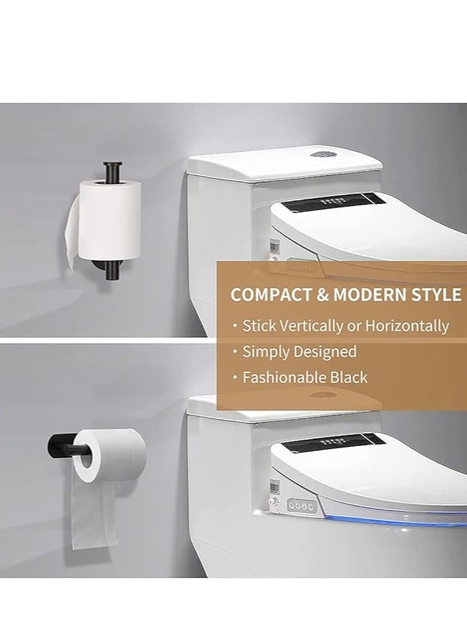 Toilet Paper Holder,FININA Self Adhesive Toilet Roll Holder for Bathroom Kitchen Stick on Wall Stainless Steel Brushed,Towel Hanger Tissue Paper for Bathroom Kitchen (Black) - Image 3