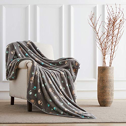 Allisandro 350 GSM-Super Soft and Premium Fuzzy Flannel Fleece Pet Dog Blanket, The Cute Print Design Washable Fluffy Blanket for Puppy Cat Kitten Indoor Outdoor, Grey, 40 x 32 Inches - Image 2