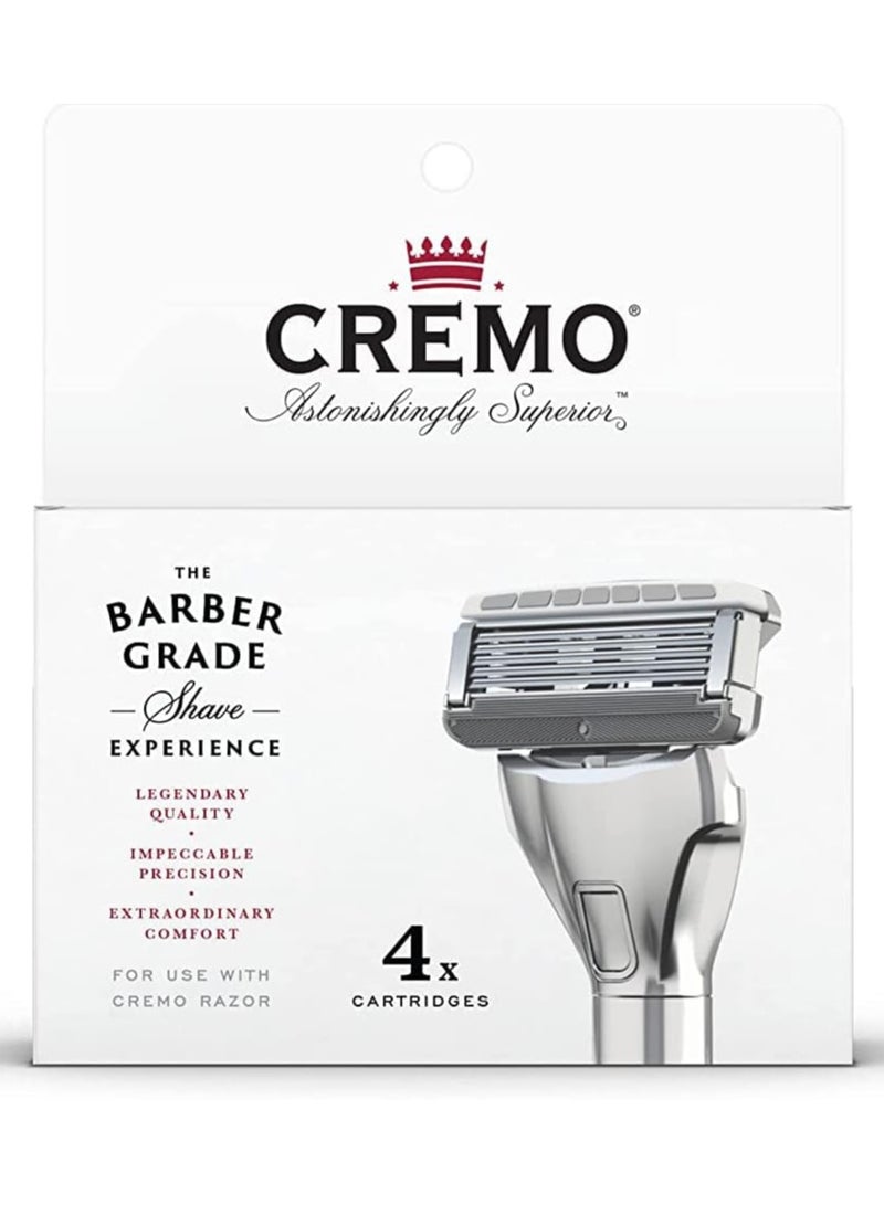 كريمو شفرات حلاقة رجالية من الدرجة الأولى، 4 عبوات قابلة لإعادة التعبئة، فضية - Image 1