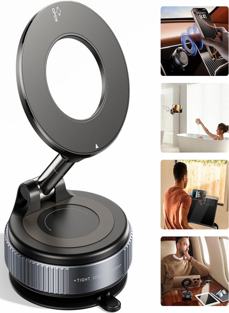 Upgraded Vacuum Magnetic Car Phone Holder 360° Rotation, Ultra Suction Cup Phone Mount for MagSafe Cell Phone Holders for Your Car/Gym/Mirror Mount for iPhone & Android  - Image 1