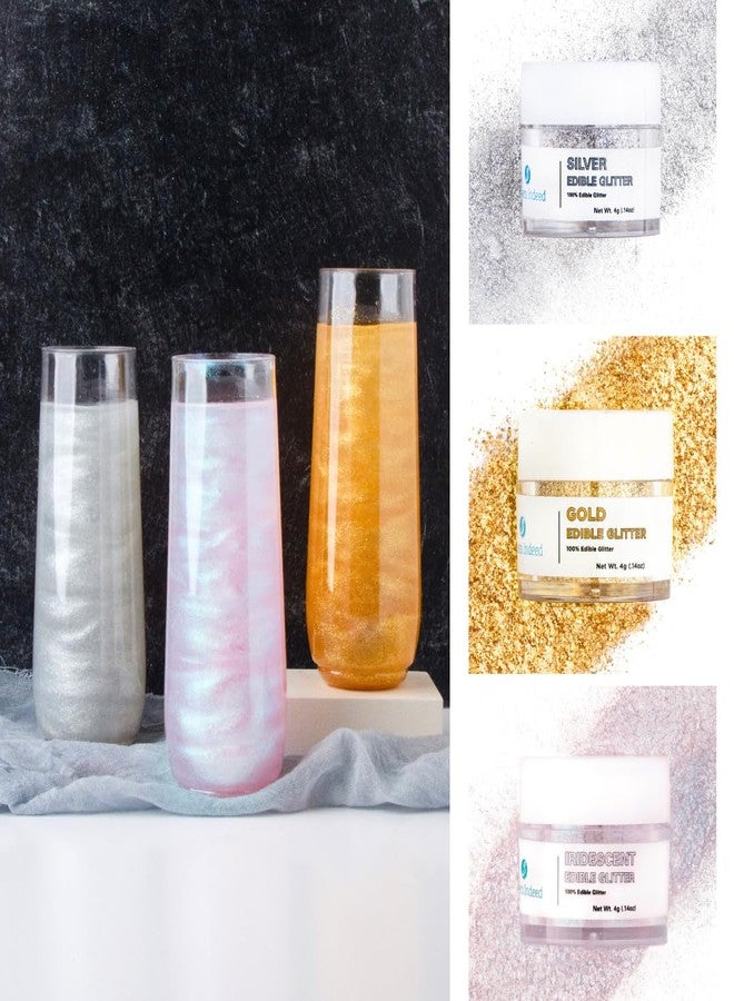 Sweets Indeed Edible Glitter, Perfect for Drinks, Cocktails, Beverages & Cake Decorating, Dessert Cake Topper, 4 grams, 3 Pack, New Years - Image 1