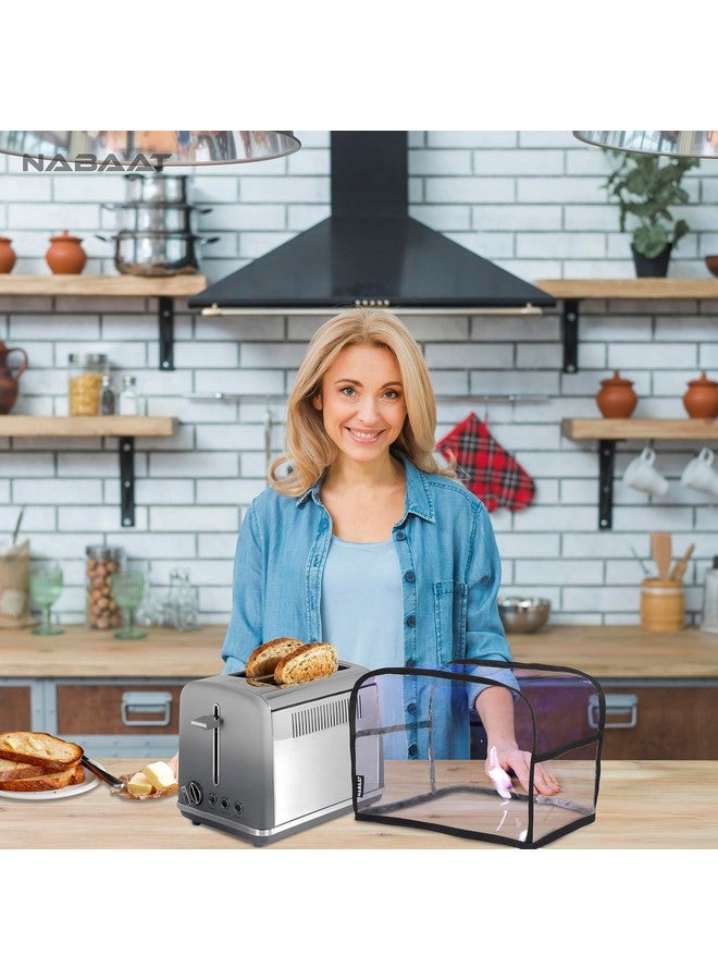 NABAAT Transparent Waterproof 2 Slice Toaster Dust Cover for All Types of 2 slice Toasters, pop up clothe Kitchen, Washable, with Two Side Pockets to Store Accessories, Transparent (11”x 6.5”x 8”) - Image 5
