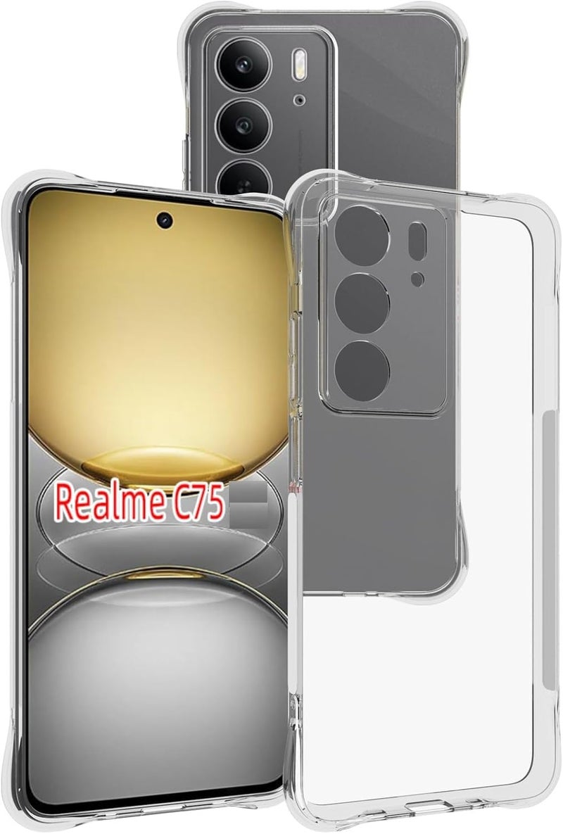 Realcase غطاء خلفي سيليكون لريلمي C75 5G، مقاوم للخدوش، شفاف كريستالي، واقي للصدمات، غطاء خلفي لريلمي C75 5G - Image 1