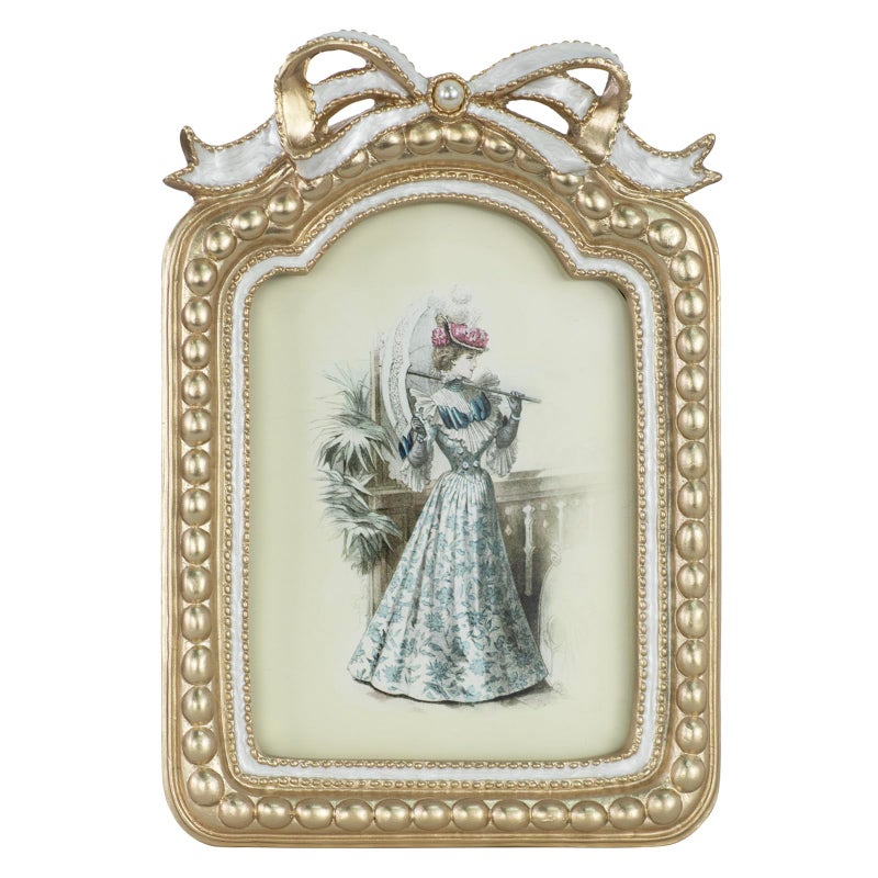 GUOER Vintage 5x7 Picture Frame with Bow Antique Ornate Table Top and Wall Mounting Photo Frame with High Definition Glass Front for Home Decor, Photo Gallery, Art(5x7, Gold) - Image 3