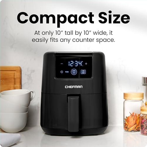 CHEFMAN 2 Qt Mini Air Fryer – Digital Space-Saving Compact Air Fryer with Nonstick and Dishwasher Safe Basket, Quick & Easy Meals in Minutes, Features Digital Timer and Shake Reminder – Black - Image 4